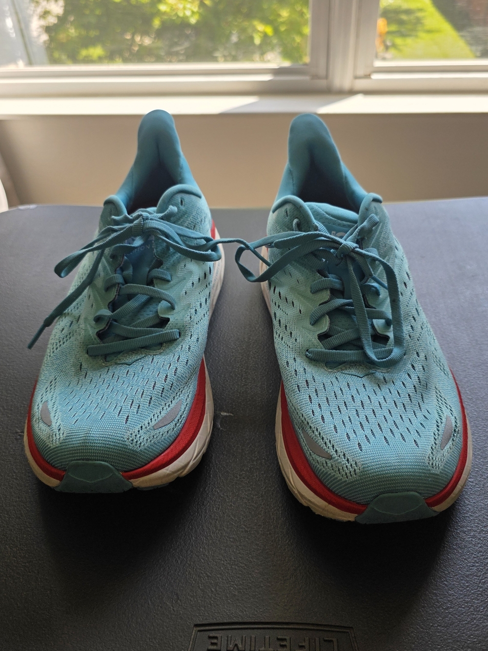 Hoka Women's Teal Running Sneakers with Red Accent